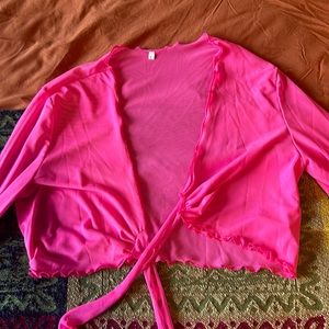 Mesh Bell Sleeve Crop Top